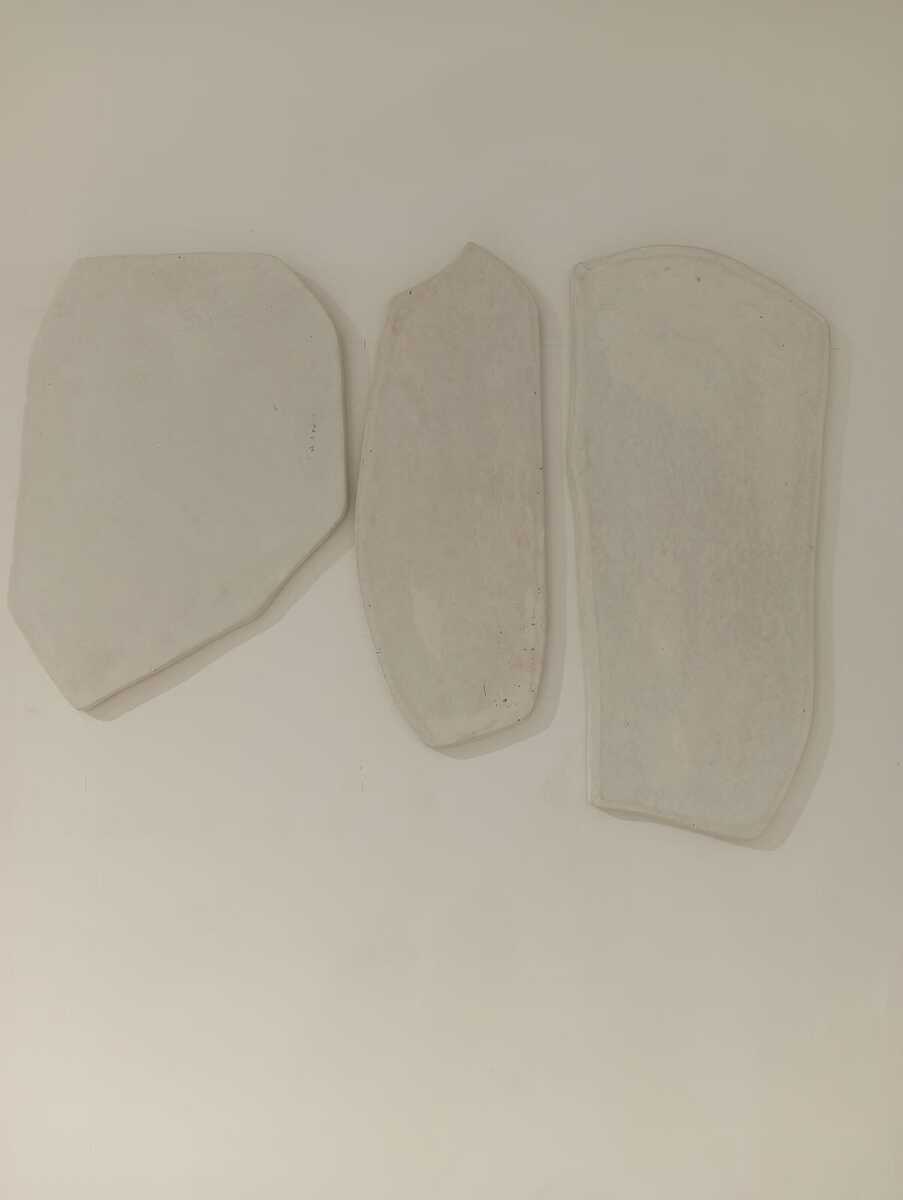 Siluna set of 3 wall panels in white papier-m¢ch